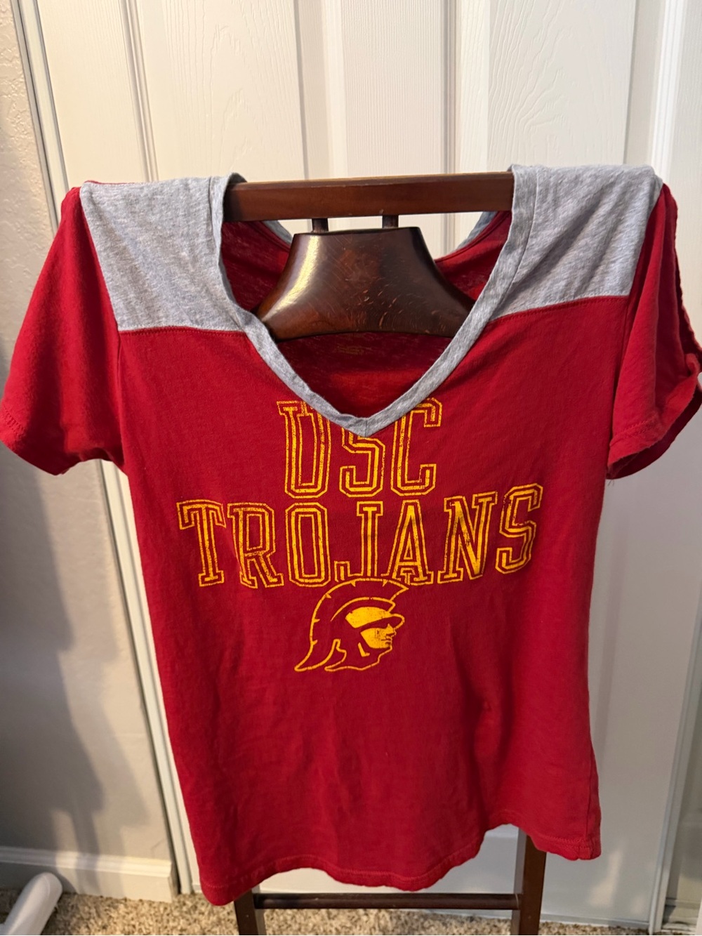 USC Trojans, cold shoulder/off shoulder, red gray, women’s M